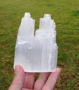 Twin Selenite Iceberg tower in Natural rough white 15cm