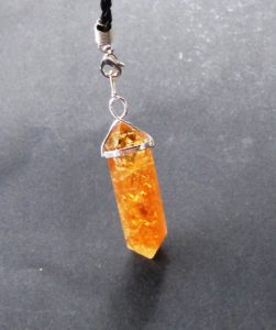 Citrine Quartz Crystal Point Healing Gemstone Pendant / Pendulum